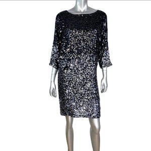 Vince Sequin Black Ombre Shift Dress Small